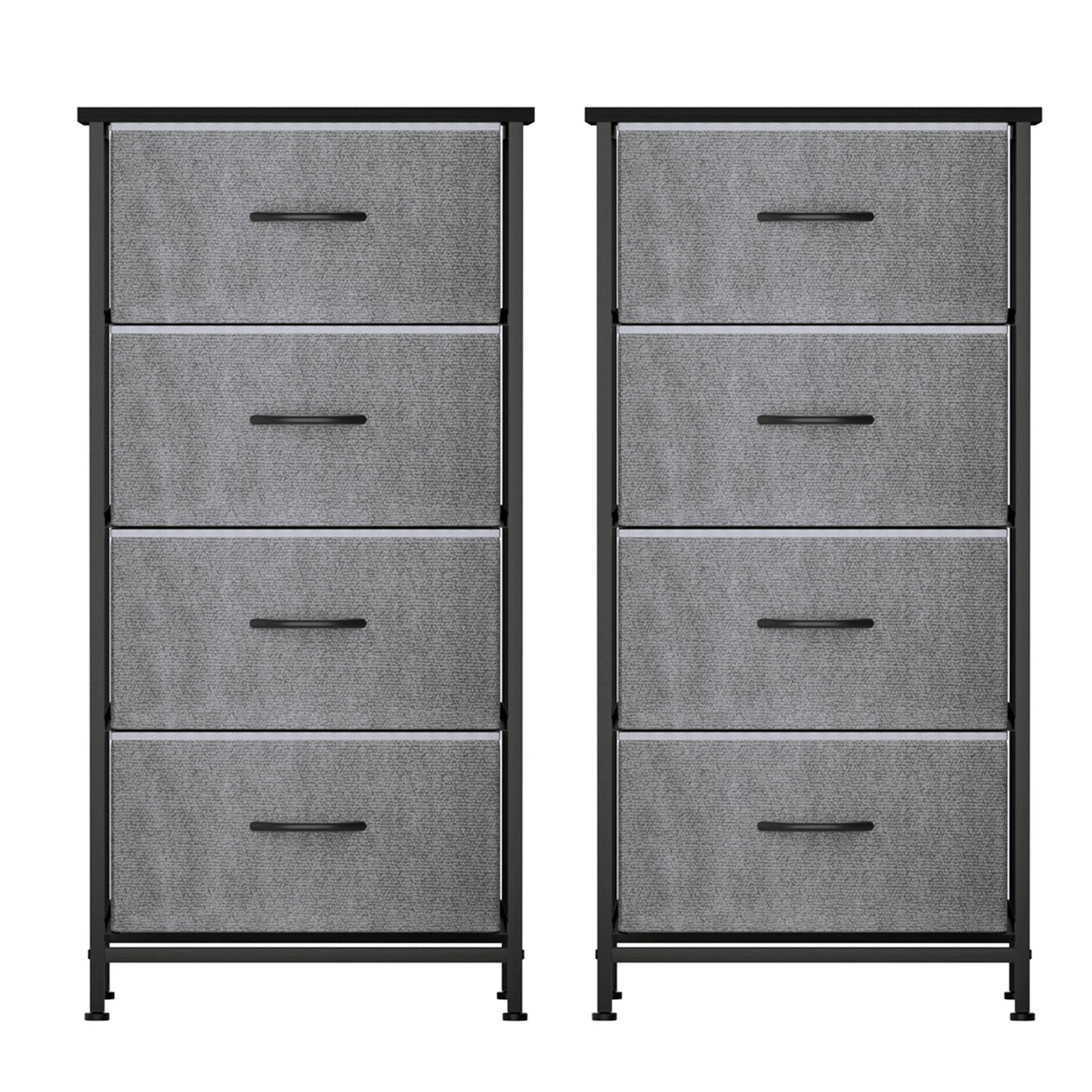 Set of 2 Chest of 4 Drawers Storage Dresser Tallboy Grey