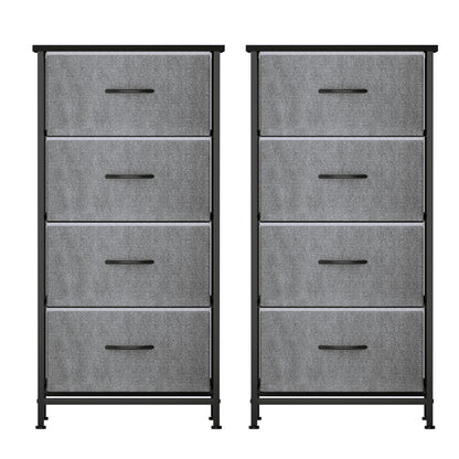 Set of 2 Chest of 4 Drawers Storage Dresser Tallboy Grey