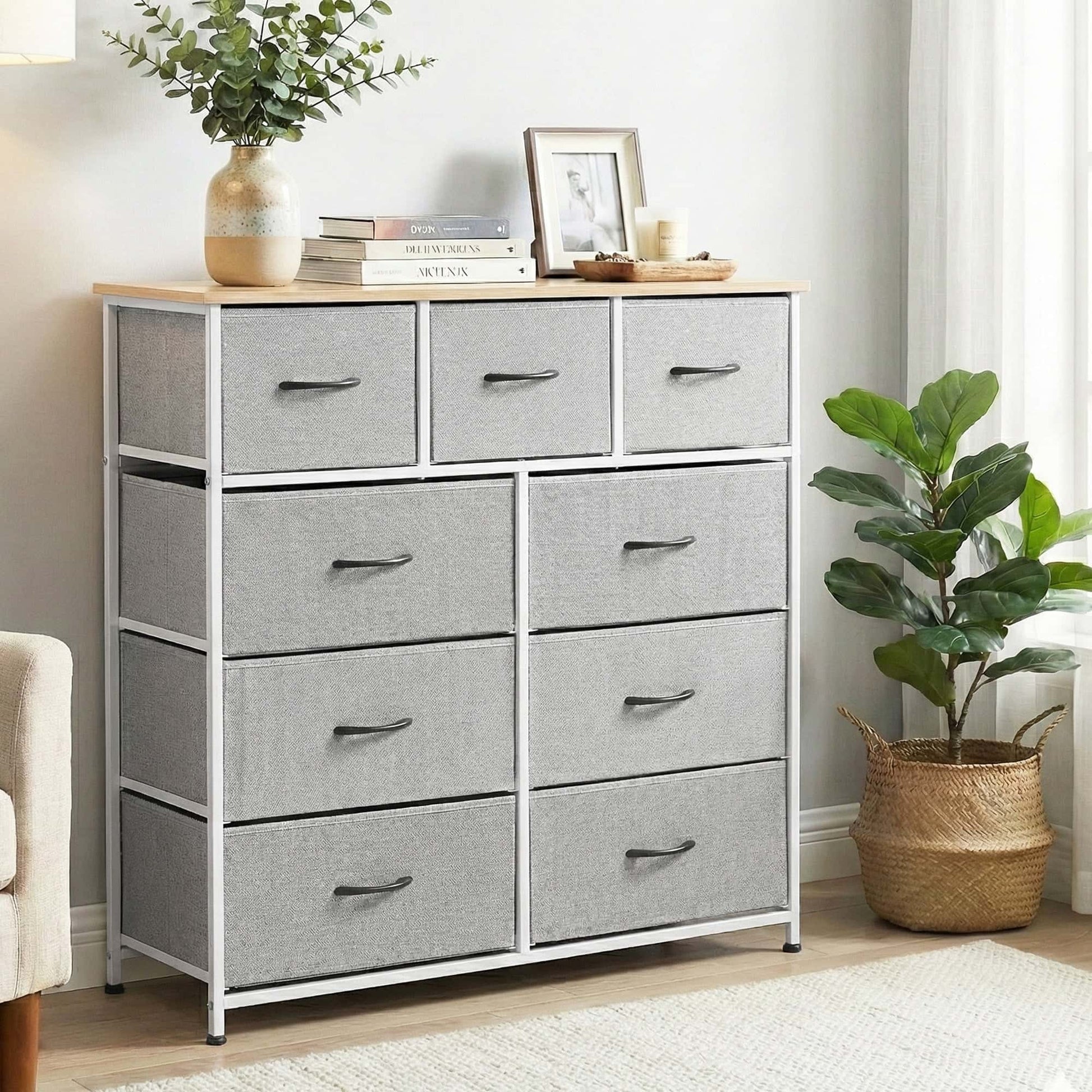 Best Chest of 9 Drawers Storage Dresser Tallboy Light Grey | Buy Online at Furniture Things Australia