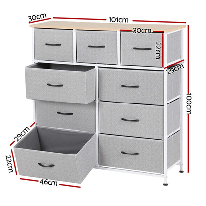 Best Chest of 9 Drawers Storage Dresser Tallboy Light Grey | Buy Online at Furniture Things Australia