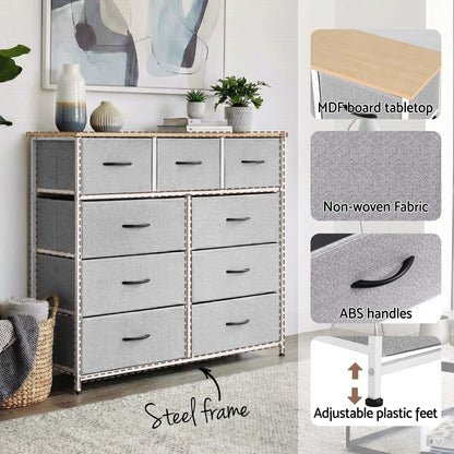 Best Chest of 9 Drawers Storage Dresser Tallboy Light Grey | Buy Online at Furniture Things Australia