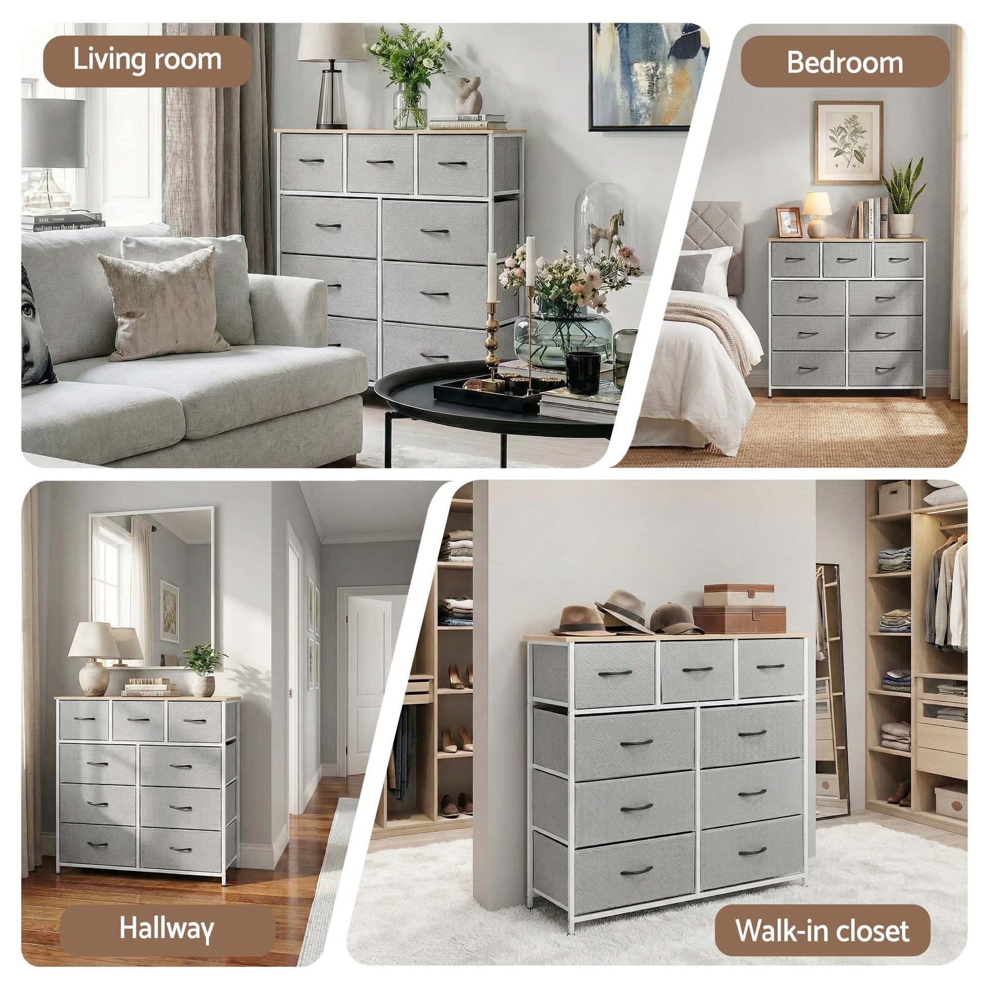 Best Chest of 9 Drawers Storage Dresser Tallboy Light Grey | Buy Online at Furniture Things Australia