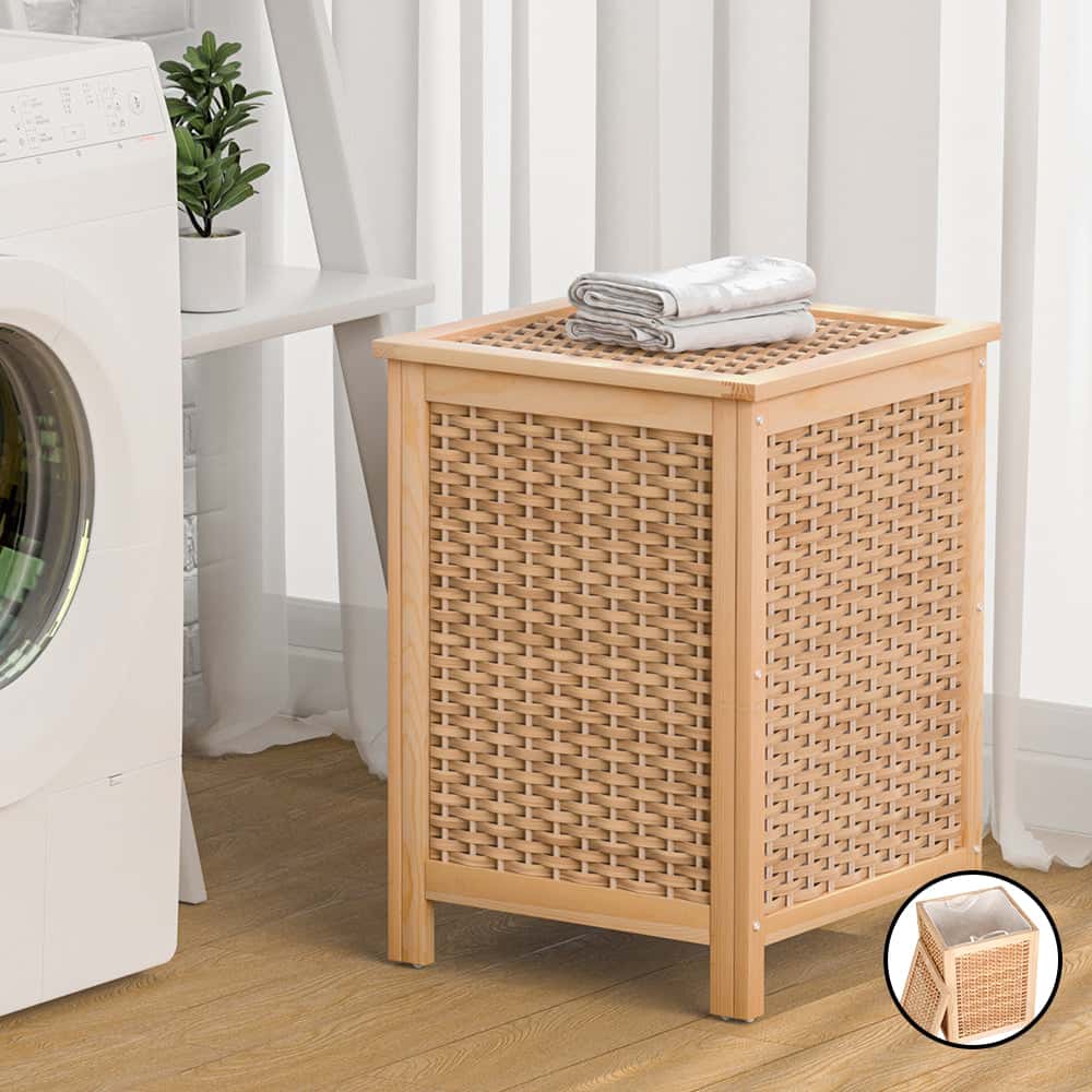 Best Laundry Hamper Bathroom Storage Cabinet Wooden Organiser Bag Clothes | Buy Online at Furniture Things Australia