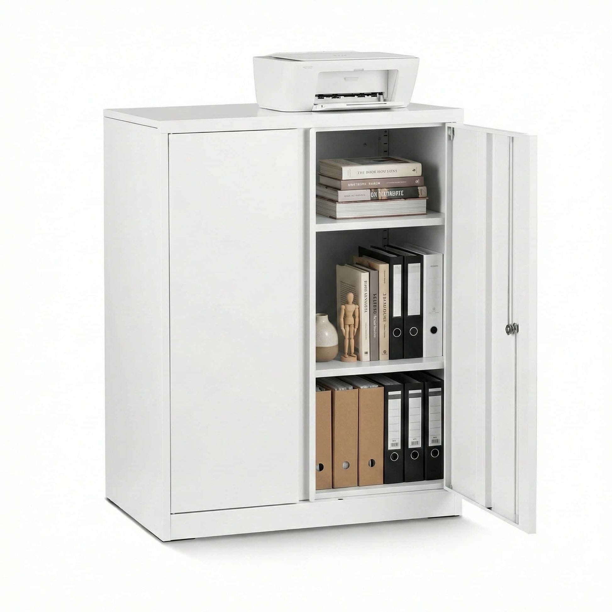 Best Steel Locker Cabinet Filing Mental Storage 3-Point Lock Adjustable Shelves White | Buy Online at Furniture Things A