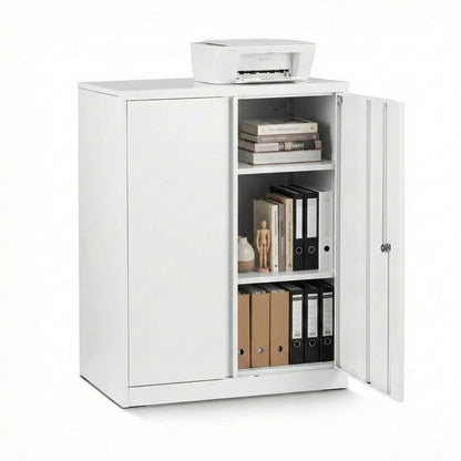 Best Steel Locker Cabinet Filing Mental Storage 3-Point Lock Adjustable Shelves White | Buy Online at Furniture Things A