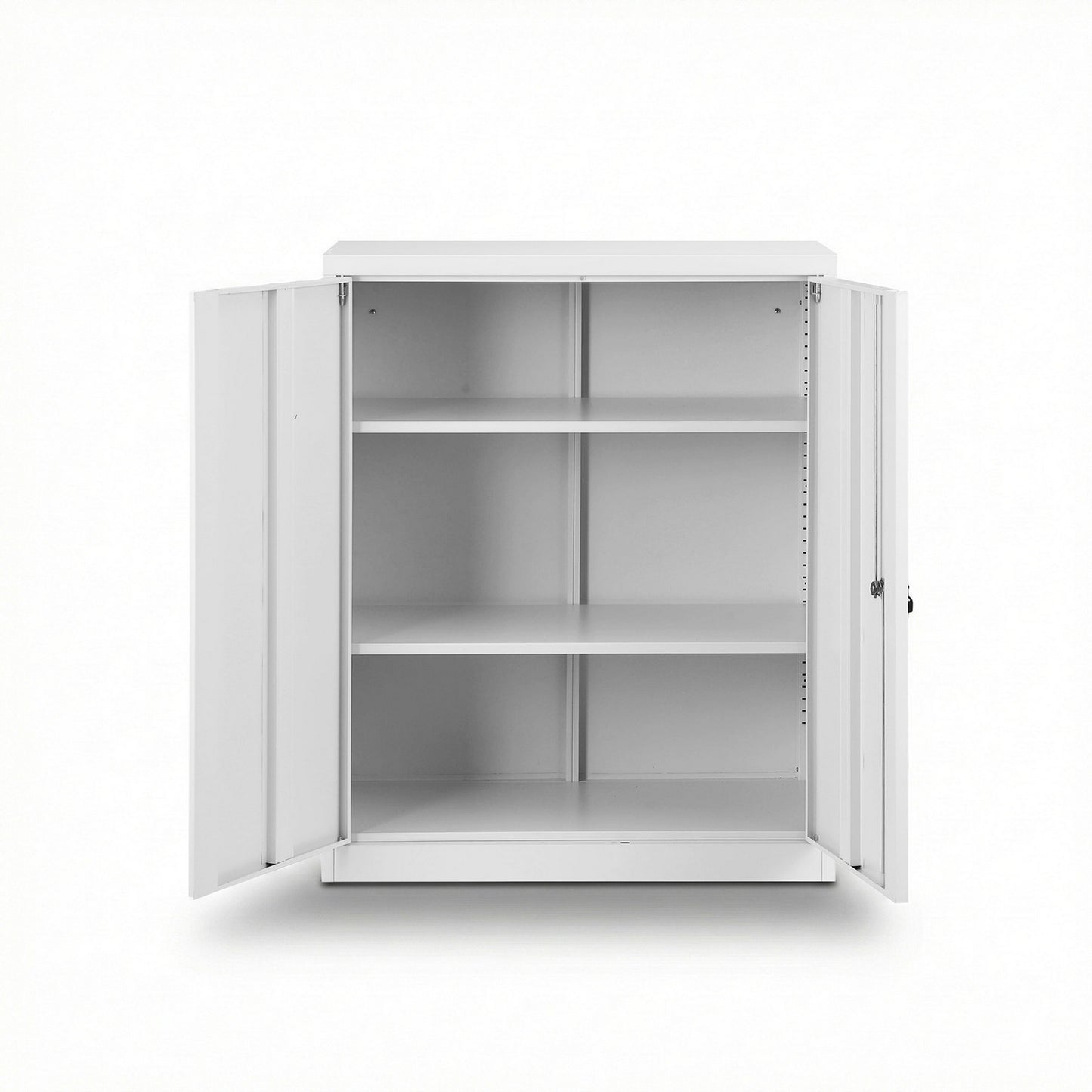 Steel Locker Cabinet Filing Mental Storage 3-Point Lock Adjustable Shelves White