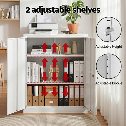 Best Steel Locker Cabinet Filing Mental Storage 3-Point Lock Adjustable Shelves White | Buy Online at Furniture Things A