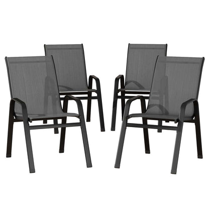 4PC Outdoor Dining Chairs Stackable Lounge Chair Patio Furniture Grey