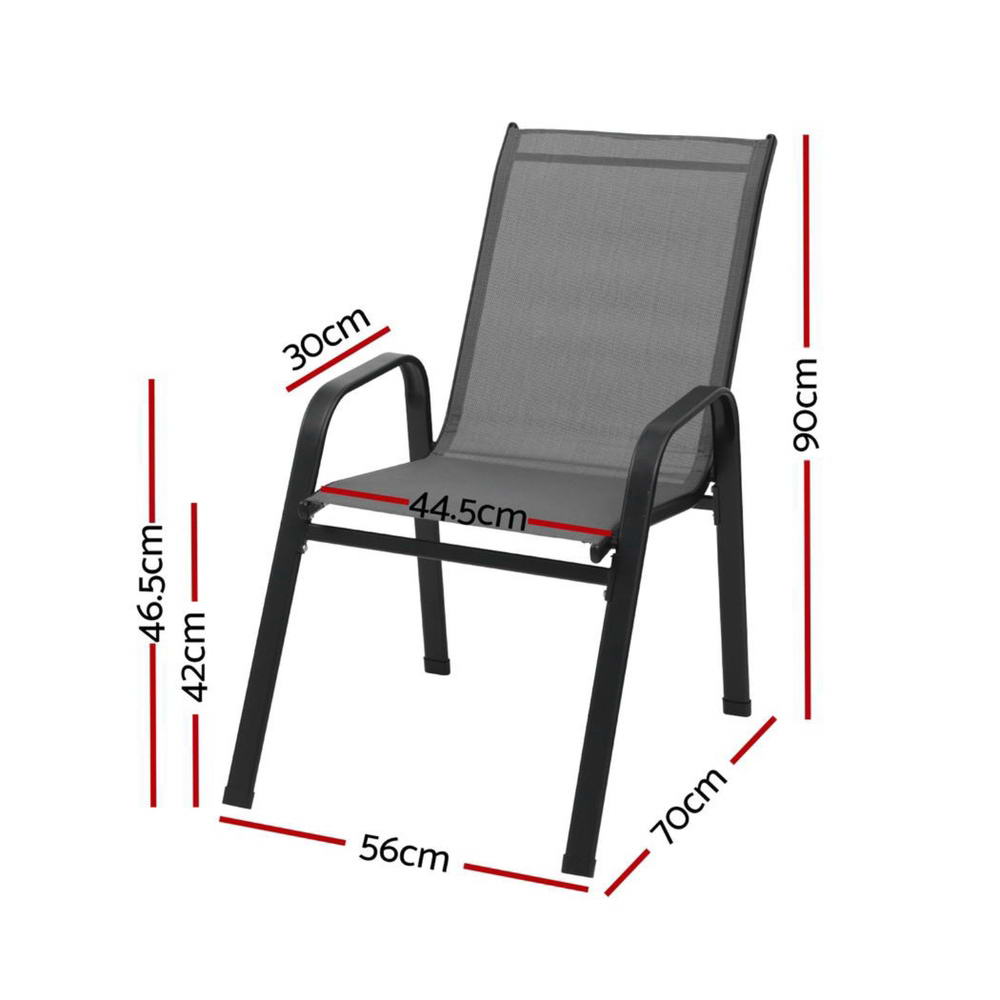 4PC Outdoor Dining Chairs Stackable Lounge Chair Patio Furniture Grey