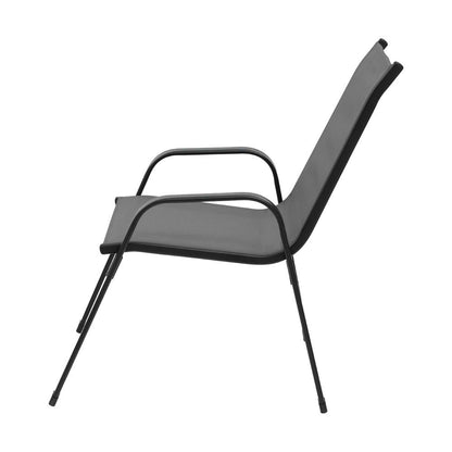 4PC Outdoor Dining Chairs Stackable Lounge Chair Patio Furniture Grey
