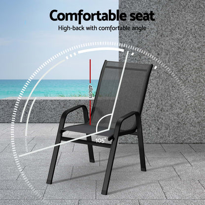 4PC Outdoor Dining Chairs Stackable Lounge Chair Patio Furniture Grey