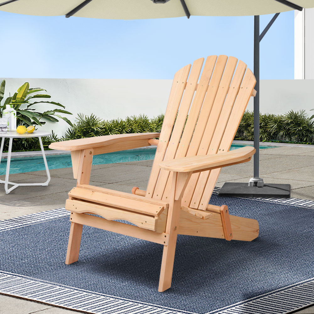 Outdoor Chairs Wooden Beach Chair Patio Furniture Garden Natural
