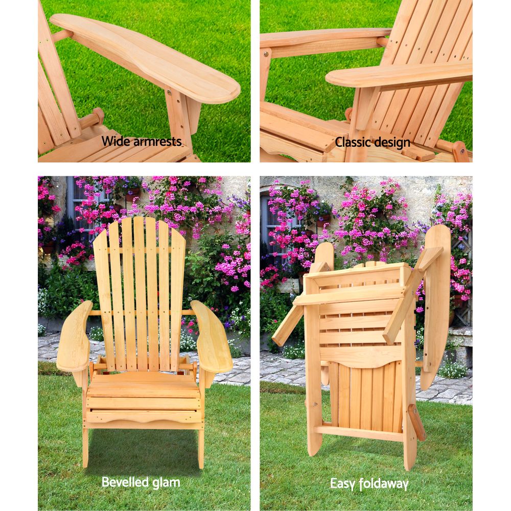 Outdoor Chairs Wooden Beach Chair Patio Furniture Garden Natural