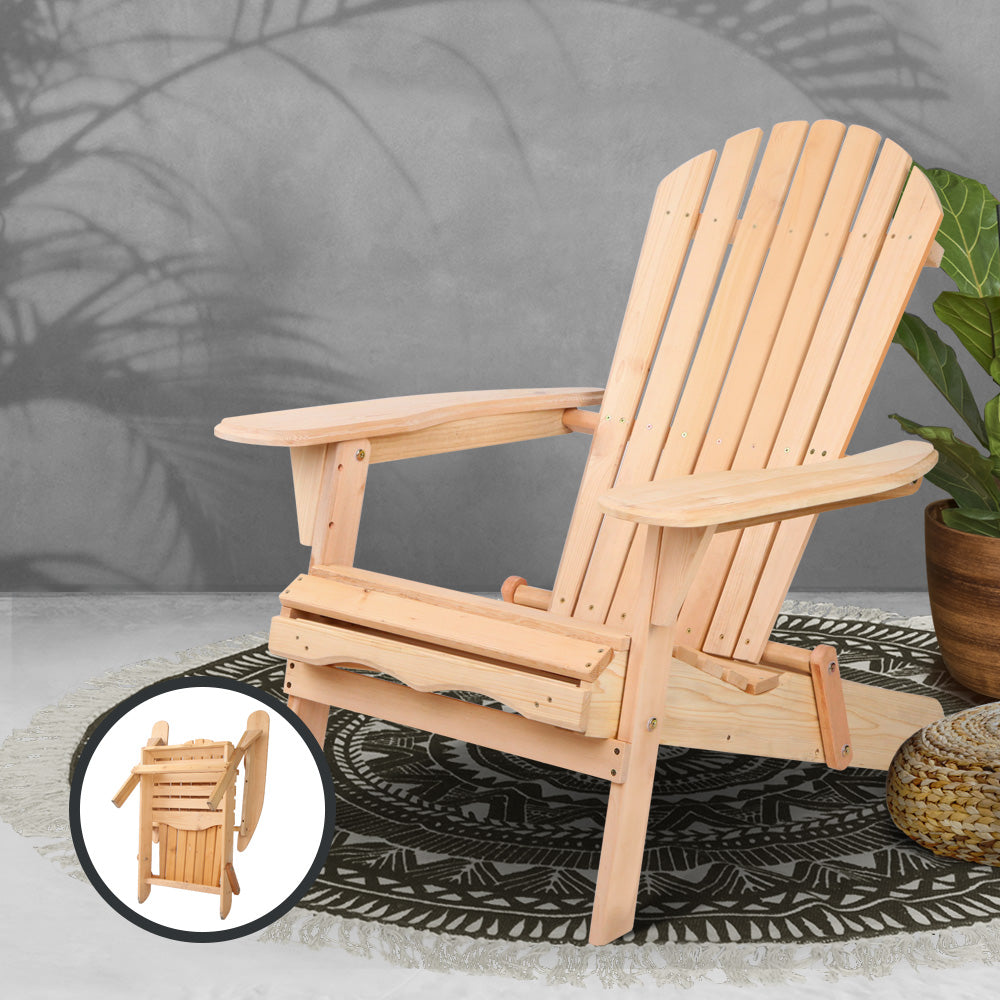 Outdoor Chairs Wooden Beach Chair Patio Furniture Garden Natural