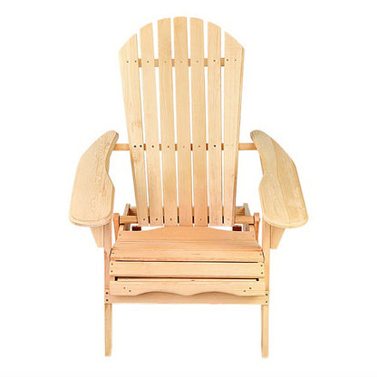 Outdoor Chairs Wooden Beach Chair Patio Furniture Garden Natural Set of 2
