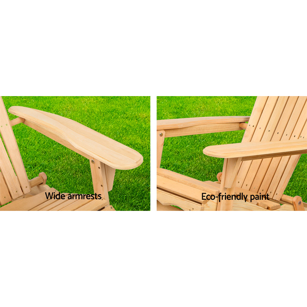 Outdoor Chairs Wooden Beach Chair Patio Furniture Garden Natural Set of 2