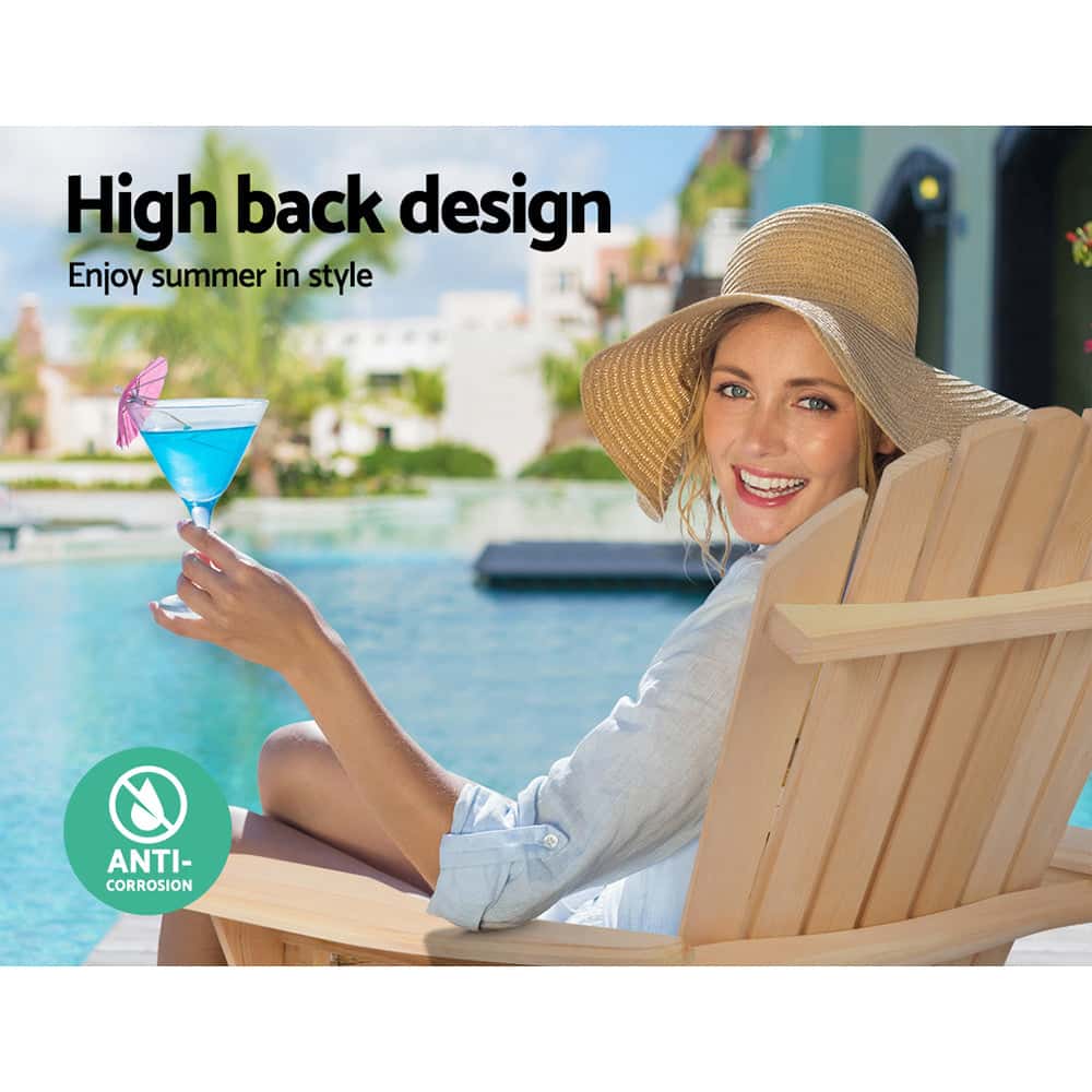 Best Outdoor Chairs Wooden Beach Chair Patio Furniture Garden Natural Set of 2 | Buy Online at Furniture Things Australi