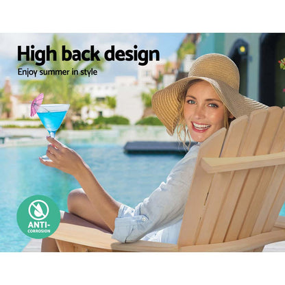 Best Outdoor Chairs Wooden Beach Chair Patio Furniture Garden Natural Set of 2 | Buy Online at Furniture Things Australi