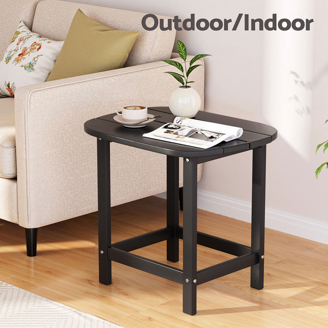 Outdoor Coffee Side Table HDPE Desk Patio Furniture Camping Garden Black