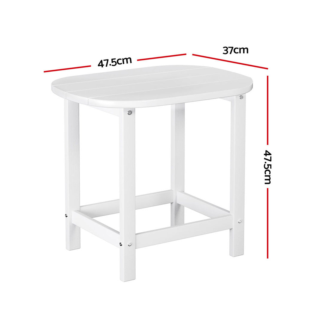 Outdoor Coffee Side Table HDPE Desk Patio Furniture Camping Garden White