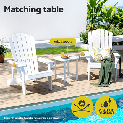 Outdoor Coffee Side Table HDPE Desk Patio Furniture Camping Garden White
