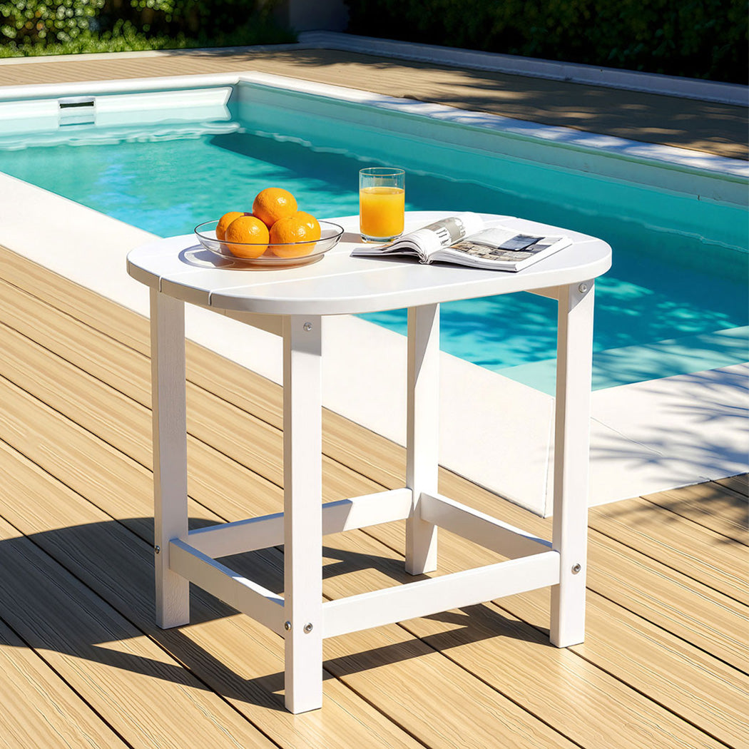 Outdoor Coffee Side Table HDPE Desk Patio Furniture Camping Garden White
