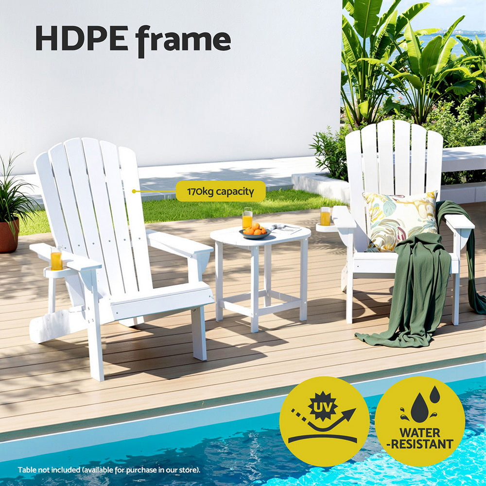 Outdoor Chairs HDPE  Beach Chair Sun Lounge Patio Furniture Garden white