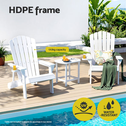 Outdoor Chairs HDPE  Beach Chair Sun Lounge Patio Furniture Garden white