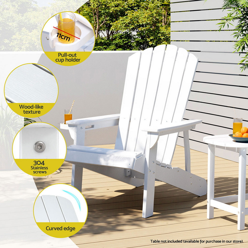 Outdoor Chairs HDPE  Beach Chair Sun Lounge Patio Furniture Garden white
