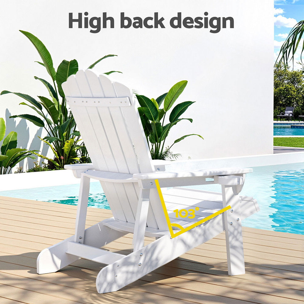 Outdoor Chairs HDPE  Beach Chair Sun Lounge Patio Furniture Garden white