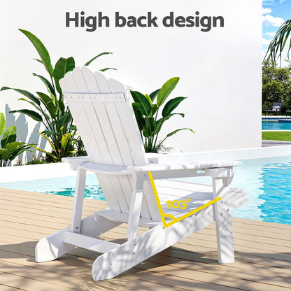 Outdoor Chairs HDPE  Beach Chair Sun Lounge Patio Furniture Garden white