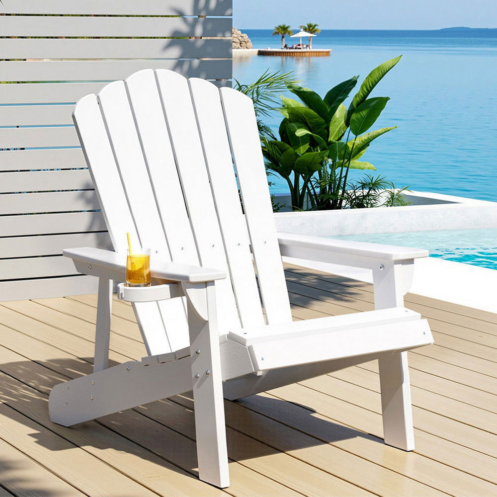 Outdoor Chairs HDPE  Beach Chair Sun Lounge Patio Furniture Garden white