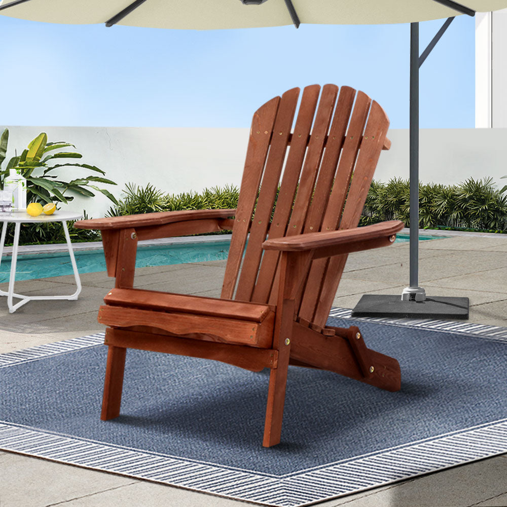 Outdoor Chairs Wooden Foldable Beach Chair Patio Furniture Brown