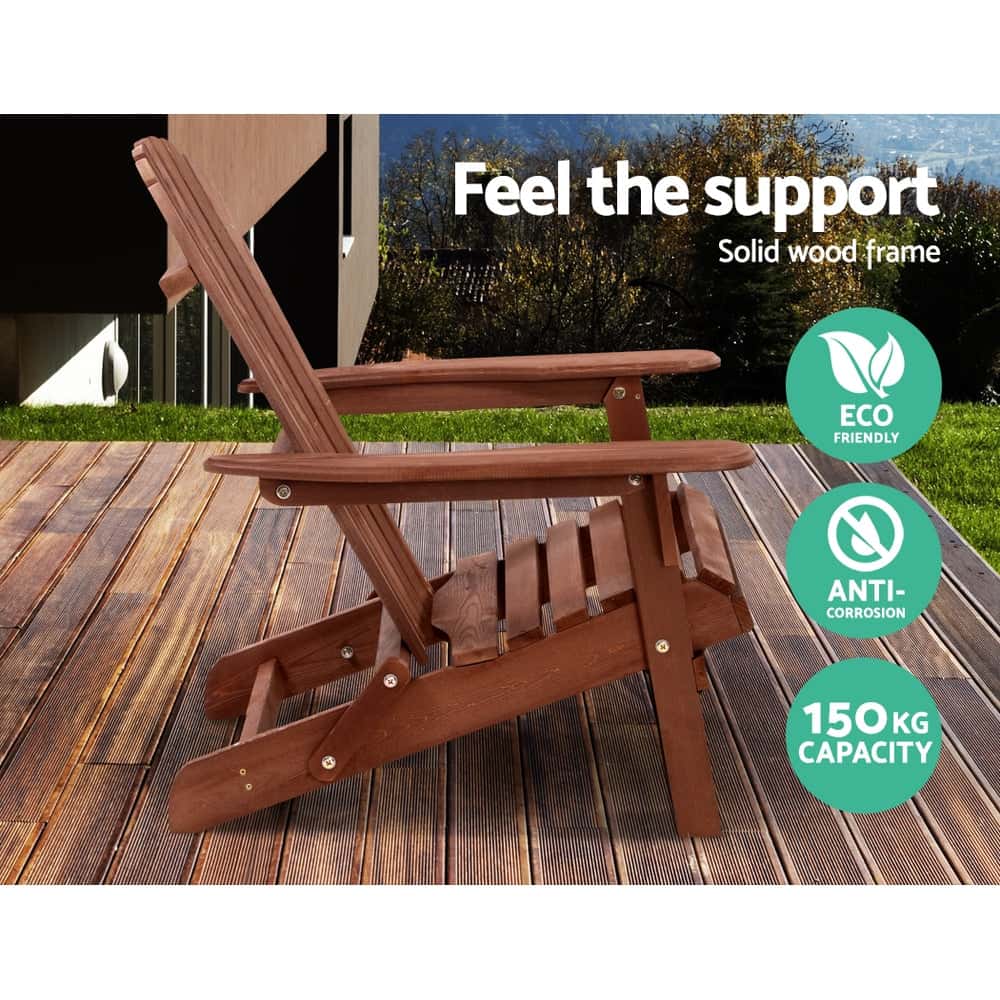 Best Outdoor Chairs Wooden Foldable Beach Chair Patio Furniture Brown | Buy Online at Furniture Things Australia