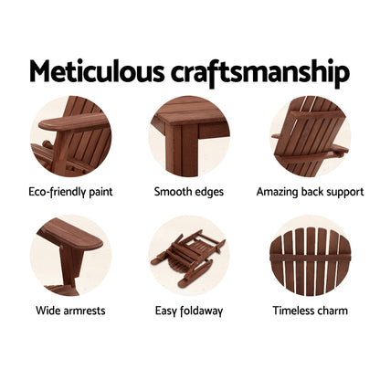 Outdoor Chairs Wooden Foldable Beach Chair Patio Furniture Brown