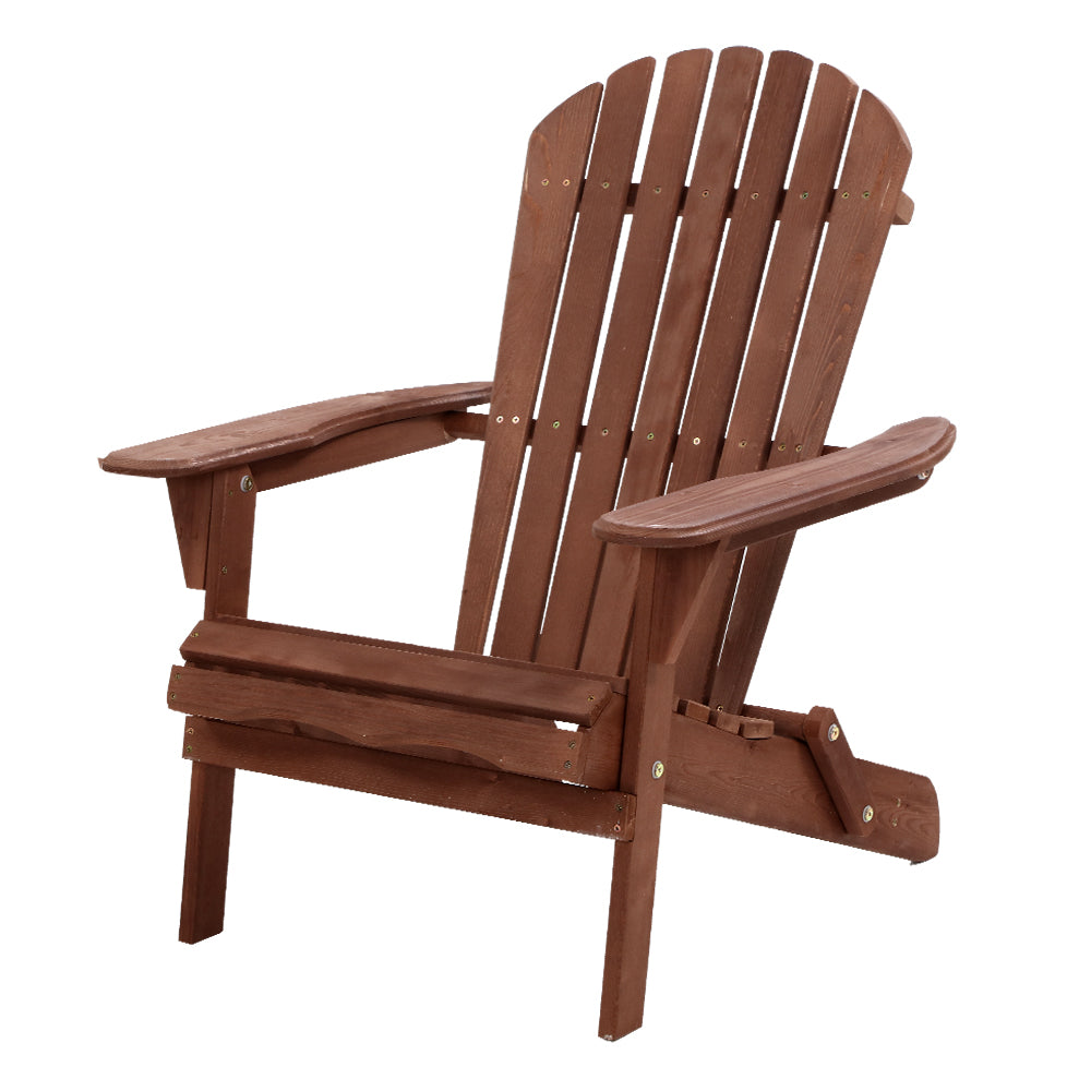 Outdoor Chairs Wooden Foldable Beach Chair Patio Furniture Brown
