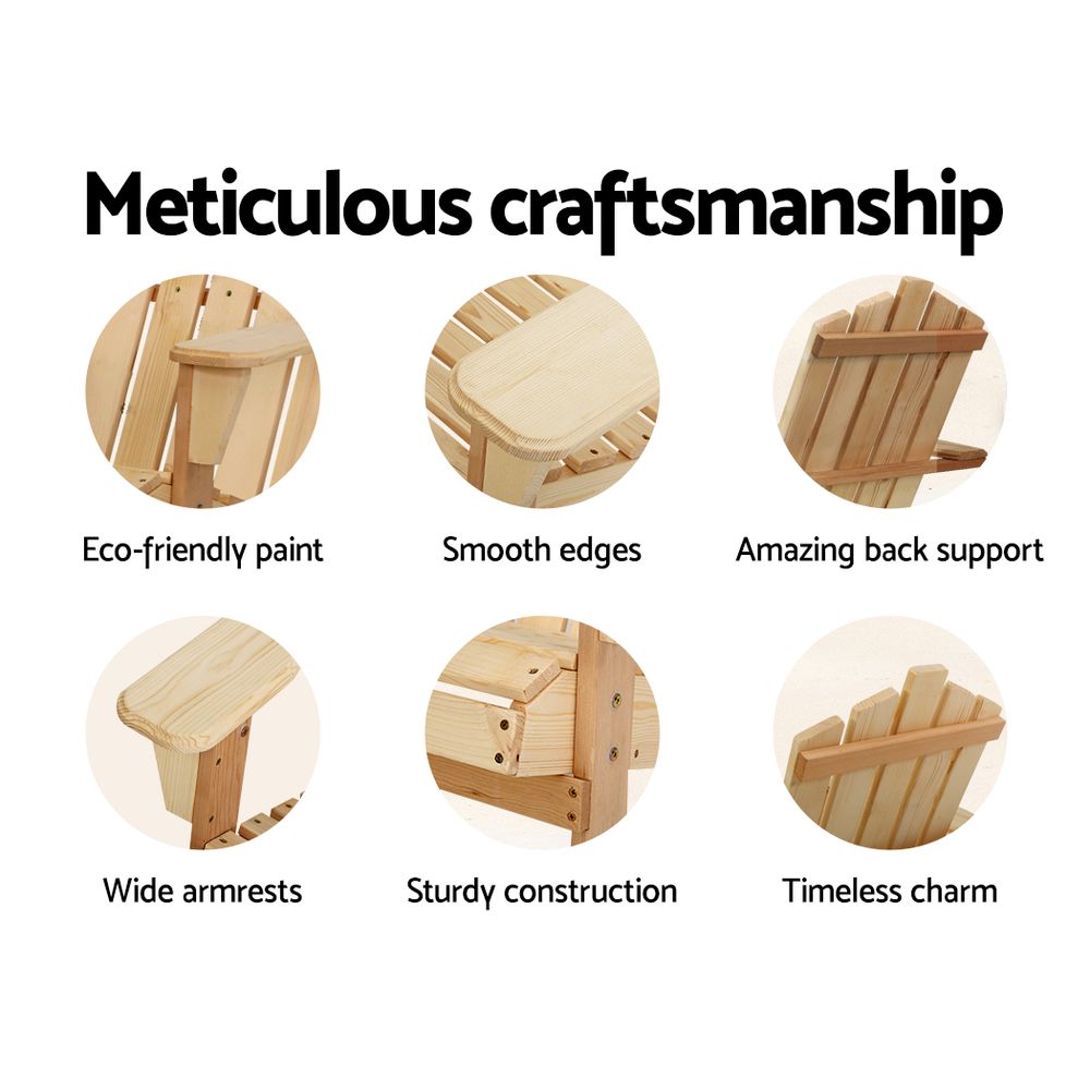 Outdoor Chairs Wooden Beach Chair Patio Furniture Garden Natural