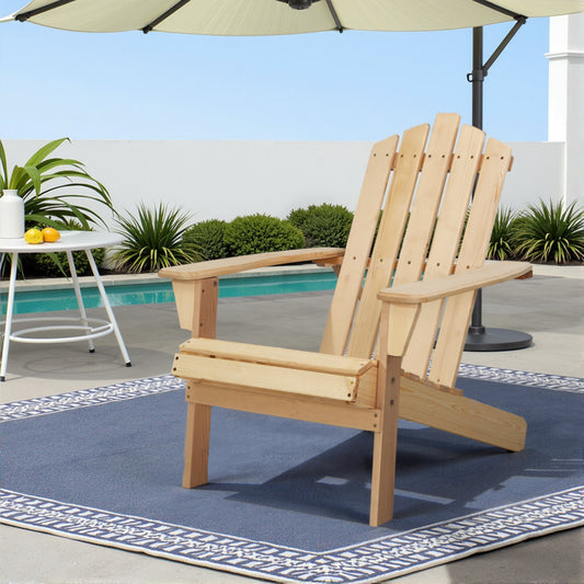 Outdoor Chairs Wooden Beach Chair Patio Furniture Garden Natural