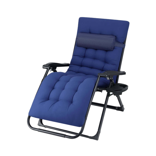Best Sun Lounge Lounger Folding Camping Zero Gravity Chair Outdoor Furniture XL Blue | Buy Online at Furniture Things Au