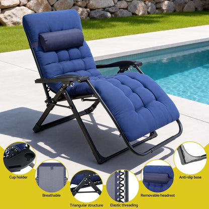 Best Sun Lounge Lounger Folding Camping Zero Gravity Chair Outdoor Furniture XL Blue | Buy Online at Furniture Things Au