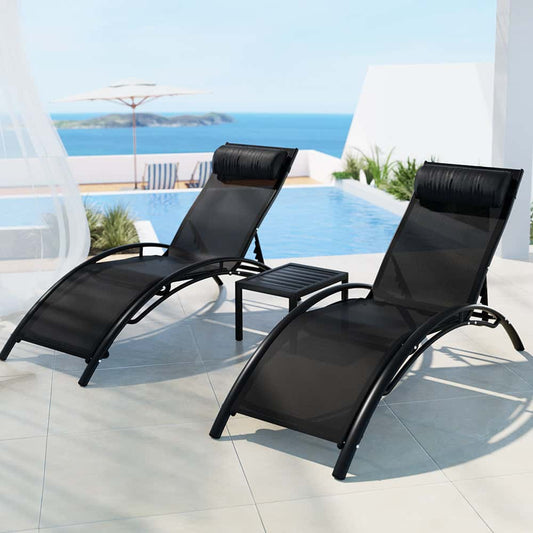 Best 3PC Sun Lounge Outdoor Lounger Steel Table Chairs Patio Furniture Garden | Buy Online at Furniture Things Australia