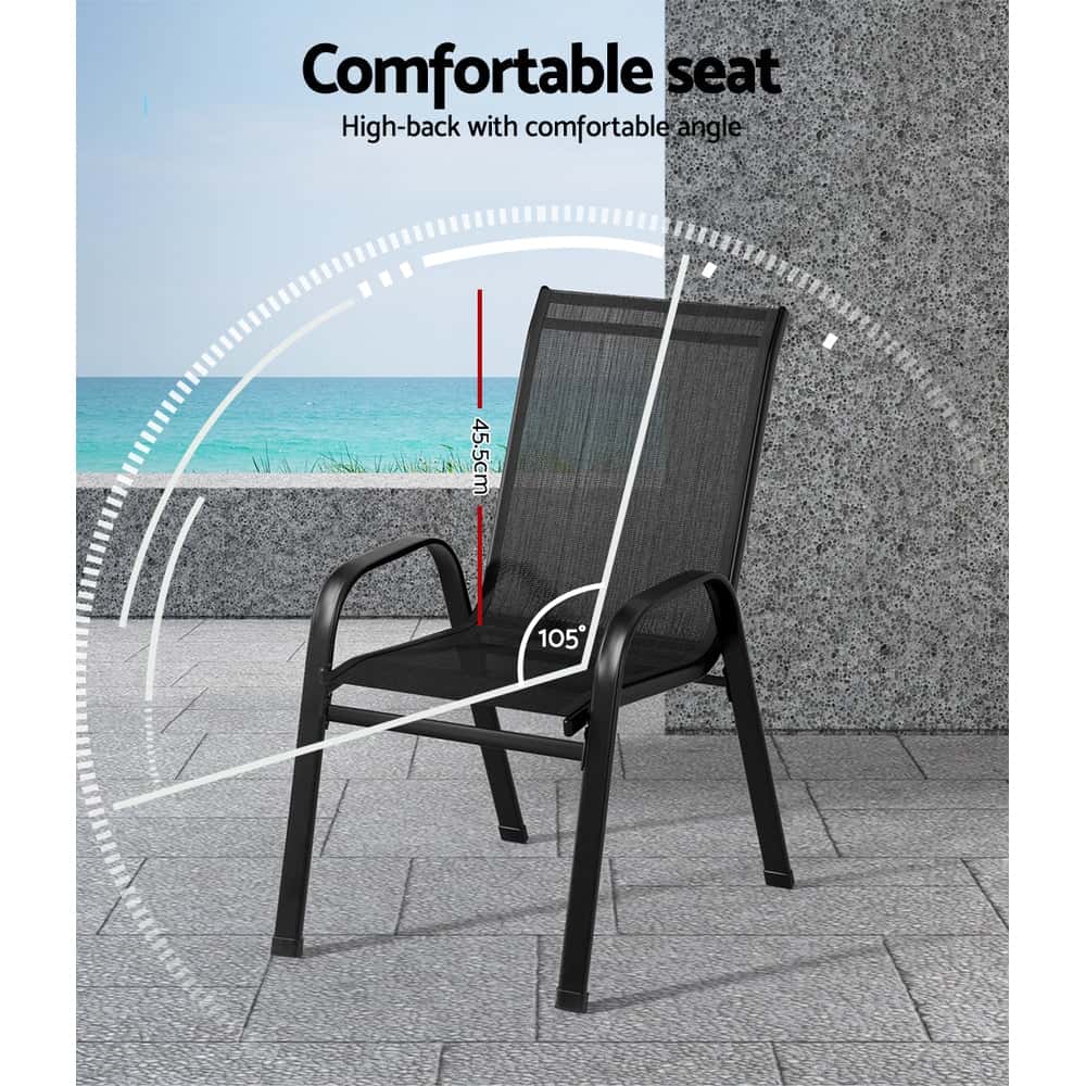 Best 6PC Outdoor Dining Chairs Stackable Lounge Chair Patio Furniture Black | Buy Online at Furniture Things Australia