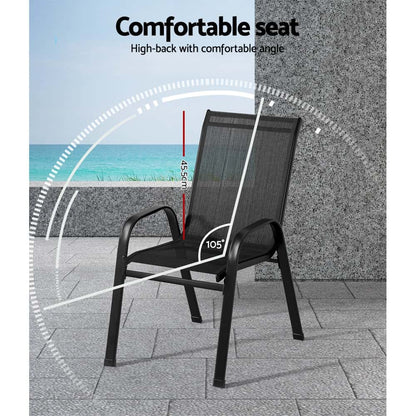 Best 6PC Outdoor Dining Chairs Stackable Lounge Chair Patio Furniture Black | Buy Online at Furniture Things Australia