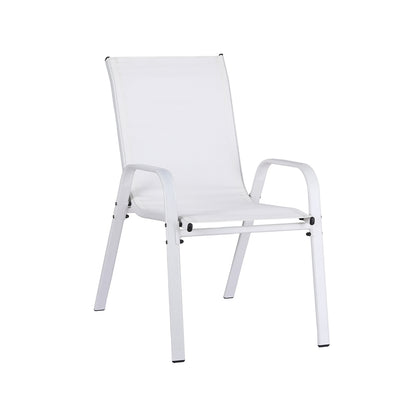 2PC Outdoor Dining Chairs Stackable Lounge Chair Patio Furniture White