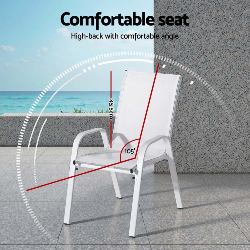 Best 2PC Outdoor Dining Chairs Stackable Lounge Chair Patio Furniture White | Buy Online at Furniture Things Australia