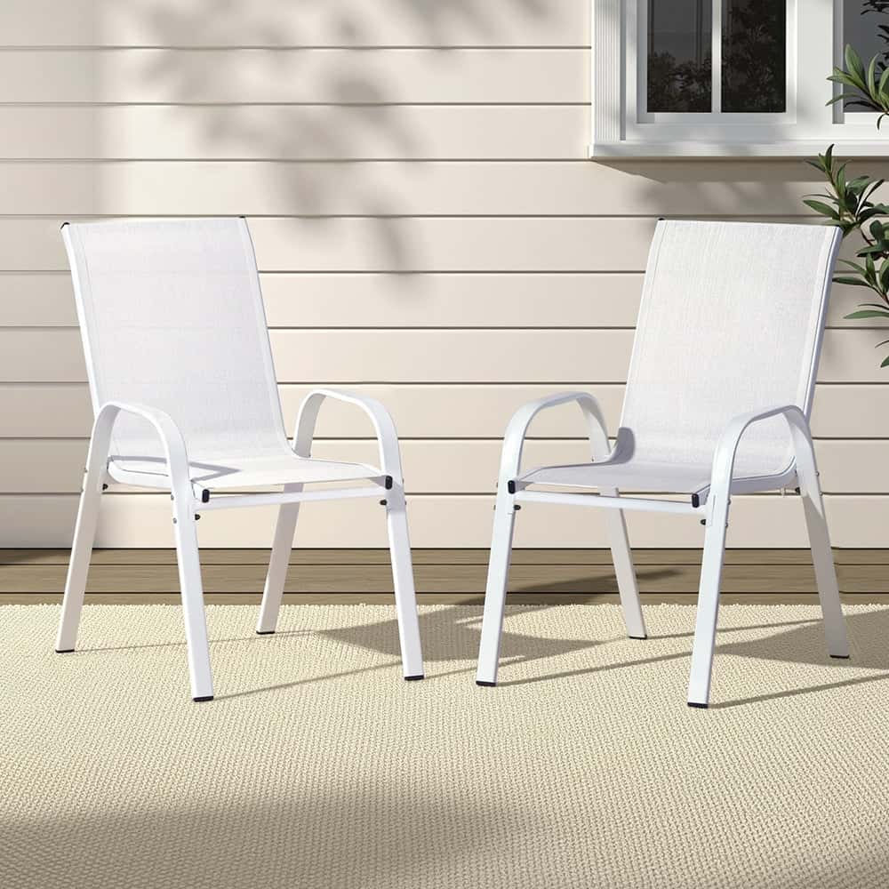Best 2PC Outdoor Dining Chairs Stackable Lounge Chair Patio Furniture White | Buy Online at Furniture Things Australia