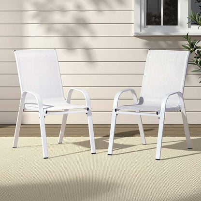 Best 2PC Outdoor Dining Chairs Stackable Lounge Chair Patio Furniture White | Buy Online at Furniture Things Australia