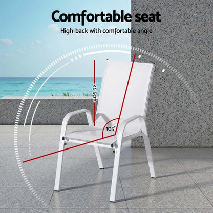 Best 4PC Outdoor Dining Chairs Stackable Lounge Chair Patio Furniture White | Buy Online at Furniture Things Australia