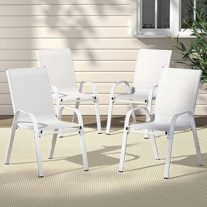 Best 4PC Outdoor Dining Chairs Stackable Lounge Chair Patio Furniture White | Buy Online at Furniture Things Australia