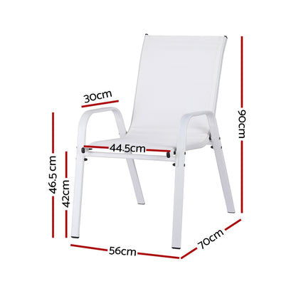 6PC Outdoor Dining Chairs Stackable Lounge Chair Patio Furniture White